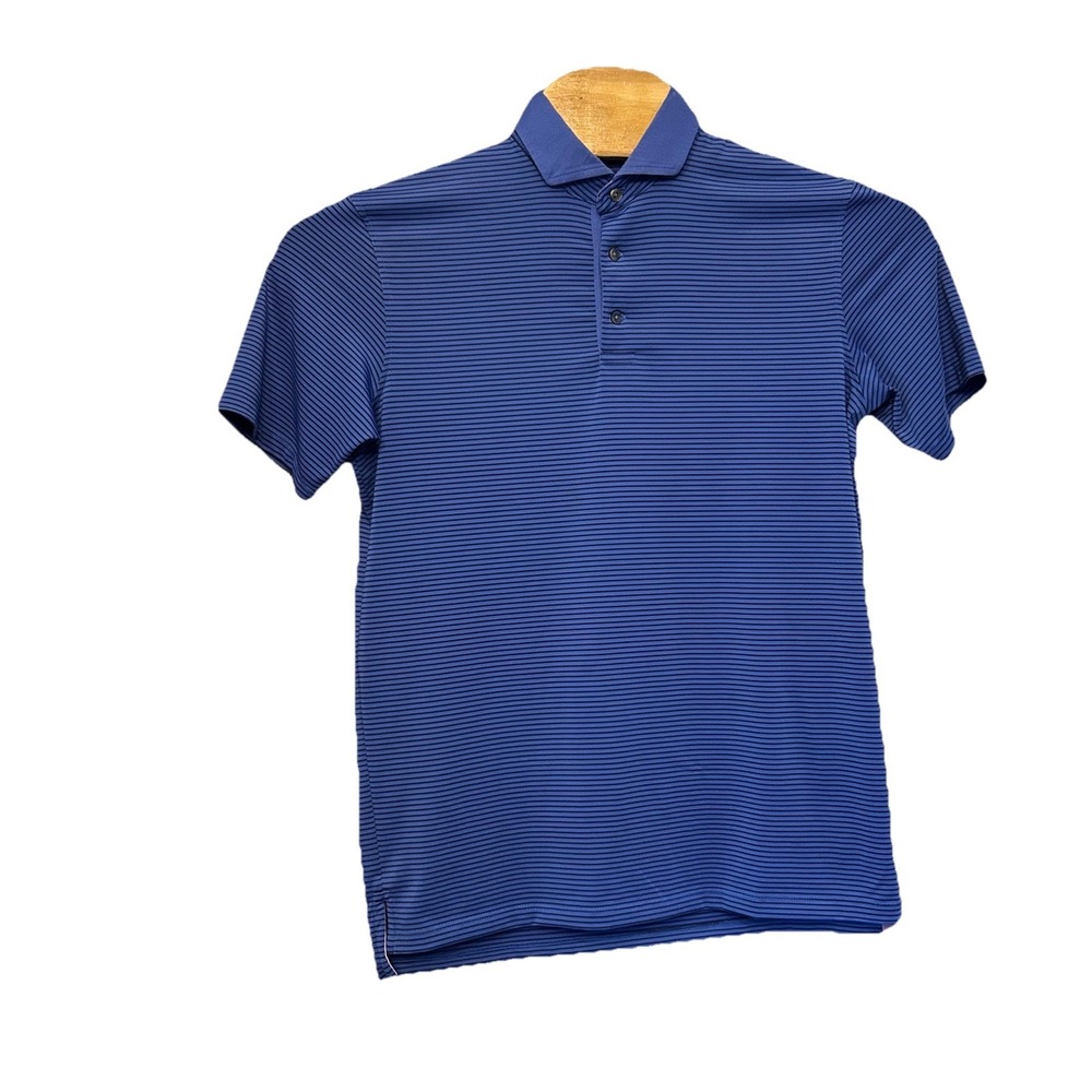 Greyson Men's Small Performance Golf Polo Blue‎ Black Stripes